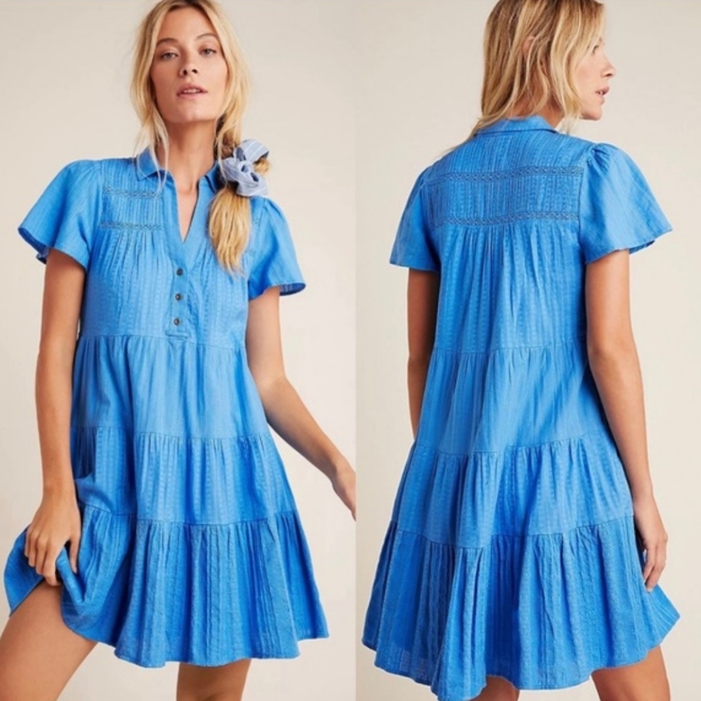 Anthropologie Blue Mini Dress